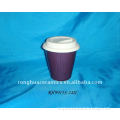Stoneware Hot Coffee Double Layers Cup with silicone lid